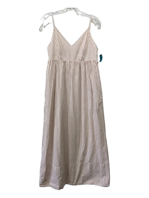 Quince Size Small Orange & White Cotton Spaghetti Strap Striped Maxi Dress Orange & White / Small