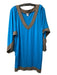 Trina Turk Size L Blue & Tan Modal V Neck Long Bell Sleeve Knee Length Dress Blue & Tan / L