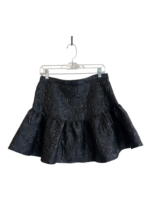 Avec Les Filles Size M Black Polyester Blend Embroidered Shimmer Mini Skirt Black / M