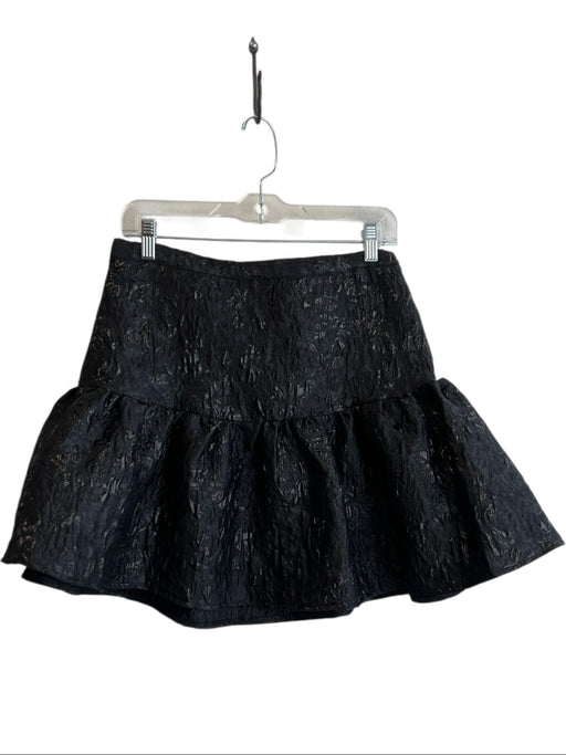 Avec Les Filles Size M Black Polyester Blend Embroidered Shimmer Mini Skirt Black / M
