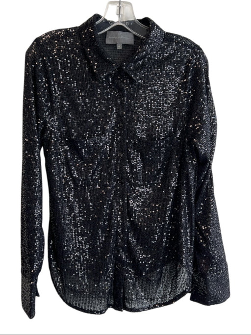 Sunday in Brooklyn Size M Black Polyester Collar Sequence Detail Shirt Black / M