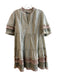 Tuckernuck Size Medium Green & White Cotton Half Sleeve Striped Tassels Dress Green & White / Medium