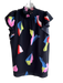 THML Size M Black & Multi Polyester Blend High Ruffle Neck Color Block Top Black & Multi / M