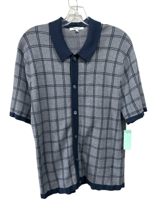 Madewell Size S Navy Blue & Gray Cotton Buttons Men's Short Sleeve Navy Blue & Gray / S