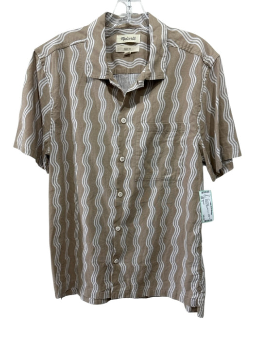 Madewell Size S Brown & White Cotton Blend Striped Men's Short Sleeve Brown & White / S