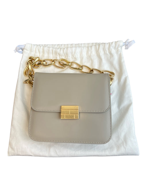 Frame Gray Leather Gold hardware Chain Strap Magnetic Close Bag Gray / S