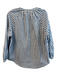 Veronica Beard Size M White & Blue Cotton Long Sleeve Striped V Neck Top White & Blue / M
