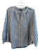 Veronica Beard Size M White & Blue Cotton Long Sleeve Striped V Neck Top White & Blue / M
