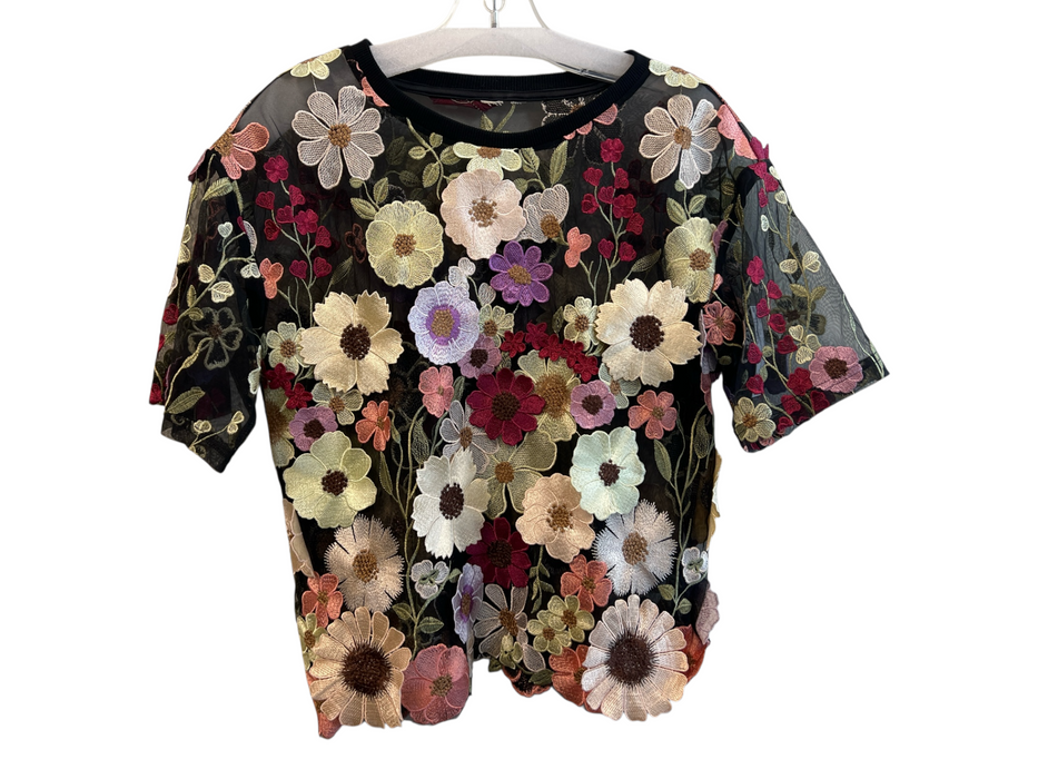 No Brand Size Est S Multi Polyester Shirt Sleeves Floral Print Round Neck Top Multi / Est S