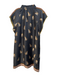 THML Size M Black Polyester V Neck Tiger Pockets Mini Dress Black / M