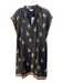THML Size M Black Polyester V Neck Tiger Pockets Mini Dress Black / M