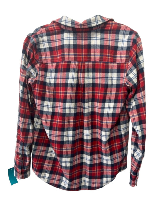 Marine Layer Size XS White Red & Blue Cotton Plaid Collared Button Up Top White Red & Blue / XS