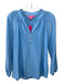 Lilly Pulitzer Size XXS Blue Silk round split neck Long Sleeve Gold Buttons Top Blue / XXS