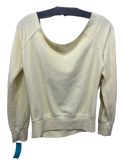 291 Size 0 Yellow & Gray Cotton Off Shoulder Long Sleeve Graphic Raw Edge Top Yellow & Gray / 0