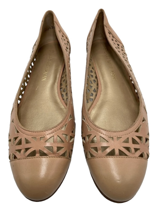 Stuart Weitzman Shoe Size 7.5 Beige Leather Laser Cut Round Toe Flats Beige / 7.5