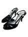 Stuart Weitzman Shoe Size 7 Black Satin Peep Toe Cut Out Slingback Midi Pumps Black / 7