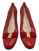 Salvatore Ferragamo Shoe Size 9.5 Red Leather round toe Kitten Heel Pumps Red / 9.5