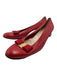 Salvatore Ferragamo Shoe Size 9.5 Red Leather round toe Kitten Heel Pumps Red / 9.5