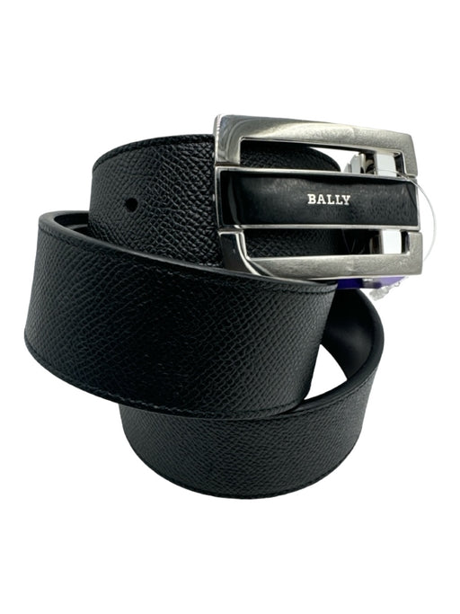Bally Black Leather Soldier Silver Hardware Men's Belt
