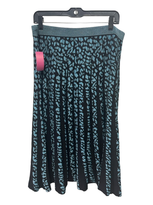 Diane Von Furstenberg Size L Black & Blue Viscose Blend Elastic Waist Midi Skirt Black & Blue / L