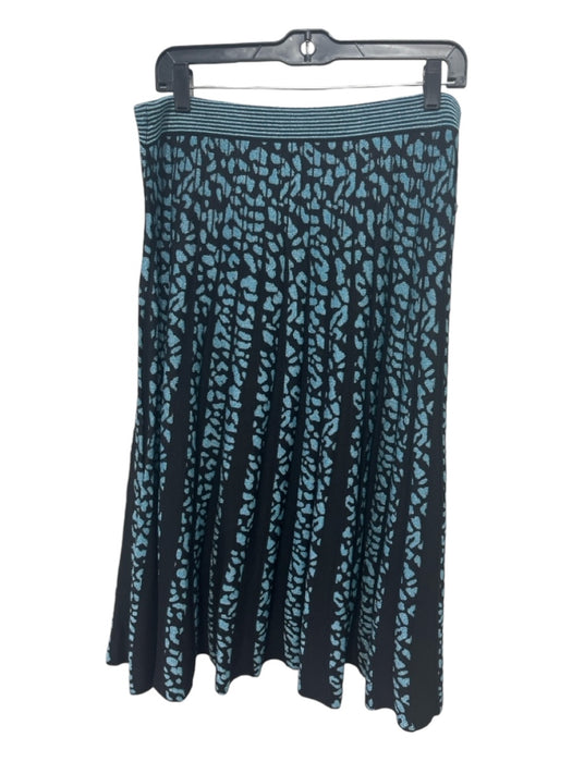 Diane Von Furstenberg Size L Black & Blue Viscose Blend Elastic Waist Midi Skirt Black & Blue / L