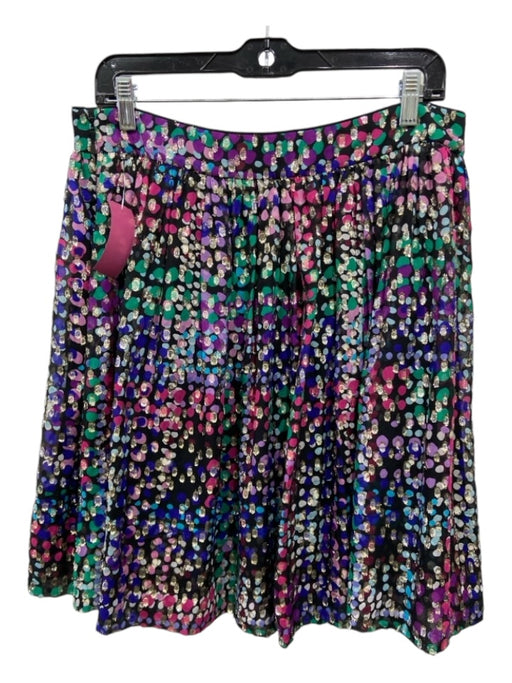 Kate Spade Size 14 Black Purple Green Silk Blend Speckled Metallic Detail Skirt Black Purple Green / 14