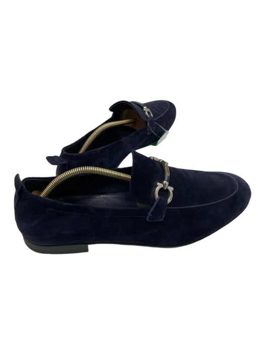 Ferragamo Shoe Size 12 Navy Suede Solid Buckle Detail Dress Men's Shoes 12