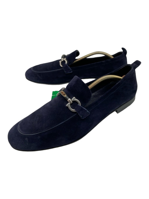 Ferragamo Shoe Size 12 Navy Suede Solid Buckle Detail Dress Men's Shoes 12