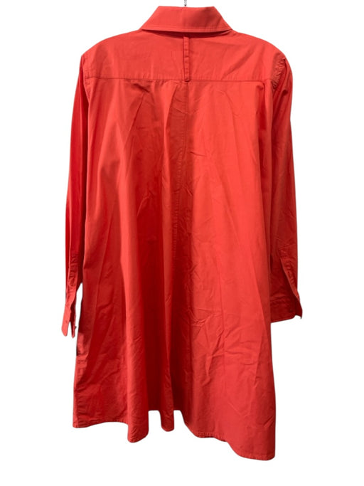 Max Mara Size 10 Hot Orange Cotton Long Sleeve Button Front Breast Pocket Dress Hot Orange / 10