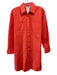 Max Mara Size 10 Hot Orange Cotton Long Sleeve Button Front Breast Pocket Dress Hot Orange / 10