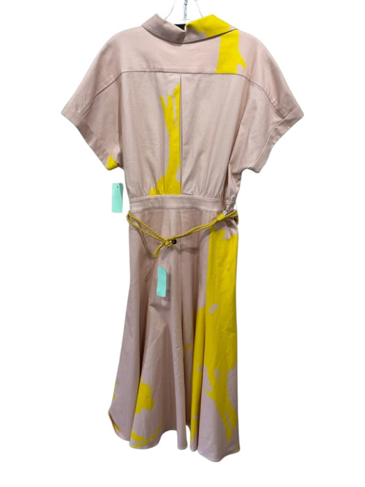 Silvia Tcherassi Size L Light Pink & Yellow Cotton Blend Abstract Dress Light Pink & Yellow / L