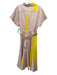 Silvia Tcherassi Size L Light Pink & Yellow Cotton Blend Abstract Dress Light Pink & Yellow / L