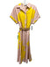Silvia Tcherassi Size L Light Pink & Yellow Cotton Blend Abstract Dress Light Pink & Yellow / L