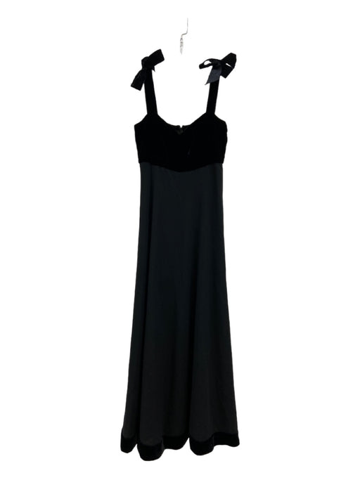 Chanel Boutique Size Est M Black Viscose Blend Mixed Fabric Velvet Detail Gown Black / Est M