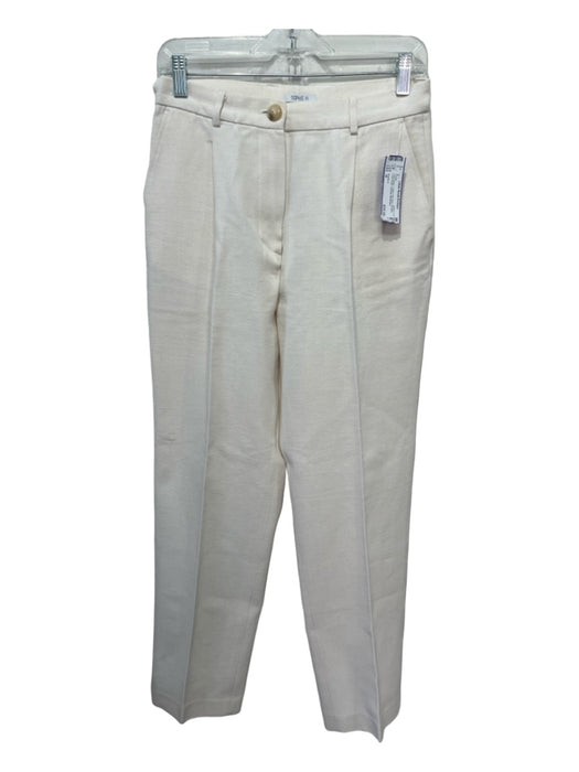 Sophie H Size M Ivory White Cotton Mid Rise Straight Front Pleat Pockets Pants Ivory White / M