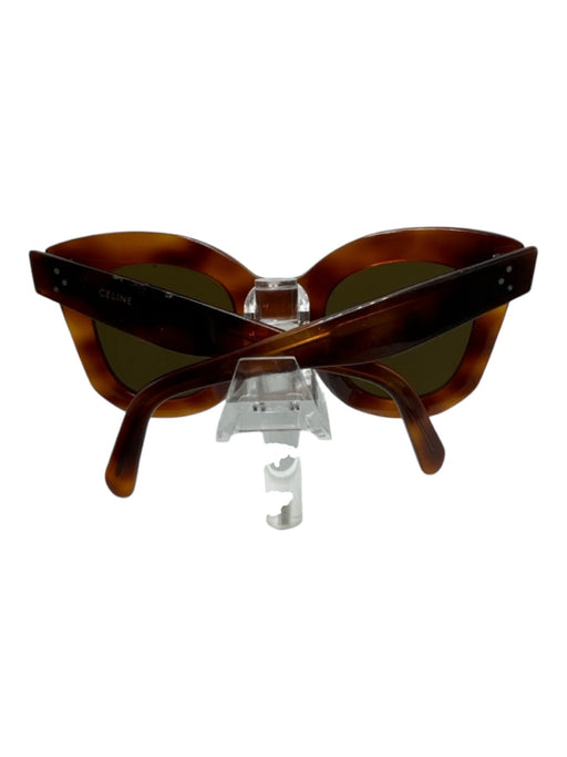 Celine Brown Acetate Tortoiseshell Black Lens Round Oversized Sunglasses Brown