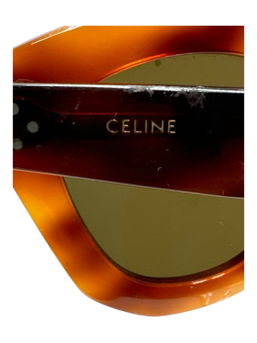 Celine Brown Acetate Tortoiseshell Black Lens Round Oversized Sunglasses Brown