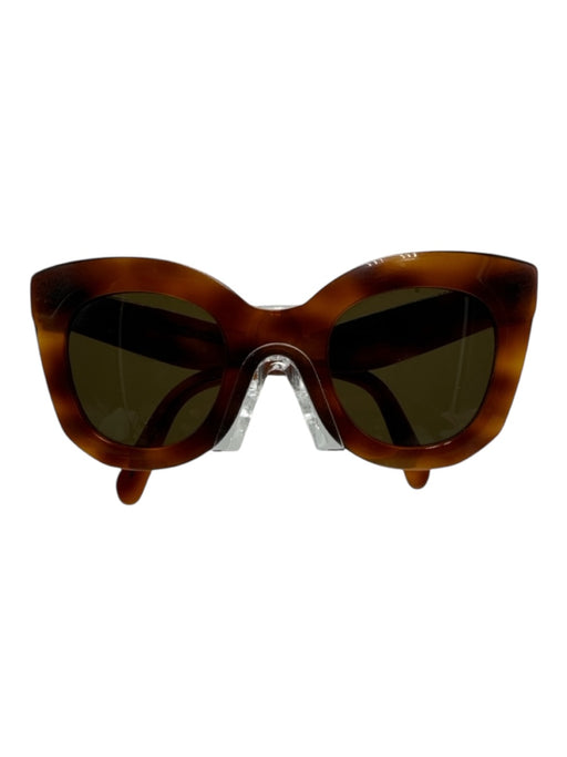 Celine Brown Acetate Tortoiseshell Black Lens Round Oversized Sunglasses Brown