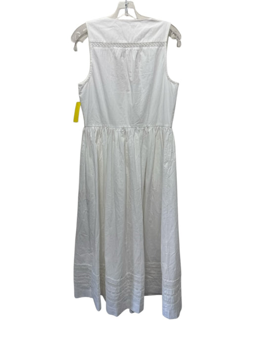 Ciao Lucia Size S White Cotton Sleeveless Lace Panel Wrap Gathered Waist Dress White / S