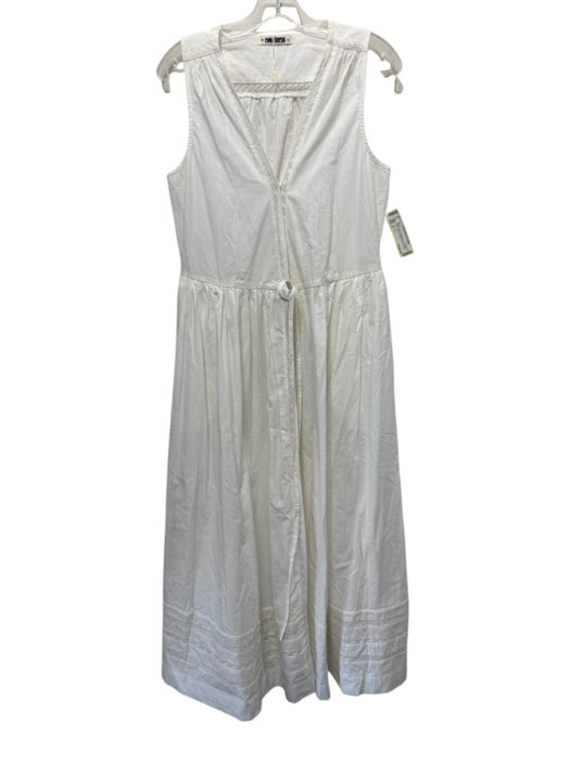 Ciao Lucia Size S White Cotton Sleeveless Lace Panel Wrap Gathered Waist Dress White / S