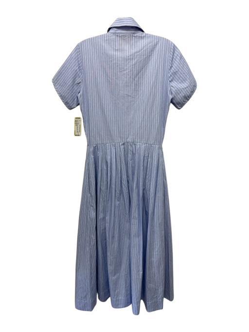 Evi Grintela Size M Blue & White Cotton Striped Button Front Short Sleeve Dress Blue & White / M