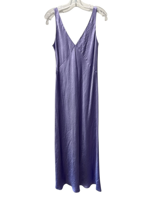 Vince Size M Purple Acetate Satin Sleeveless V Neck A line Dress Purple / M