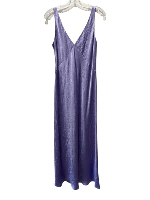 Vince Size M Purple Acetate Satin Sleeveless V Neck A line Dress Purple / M