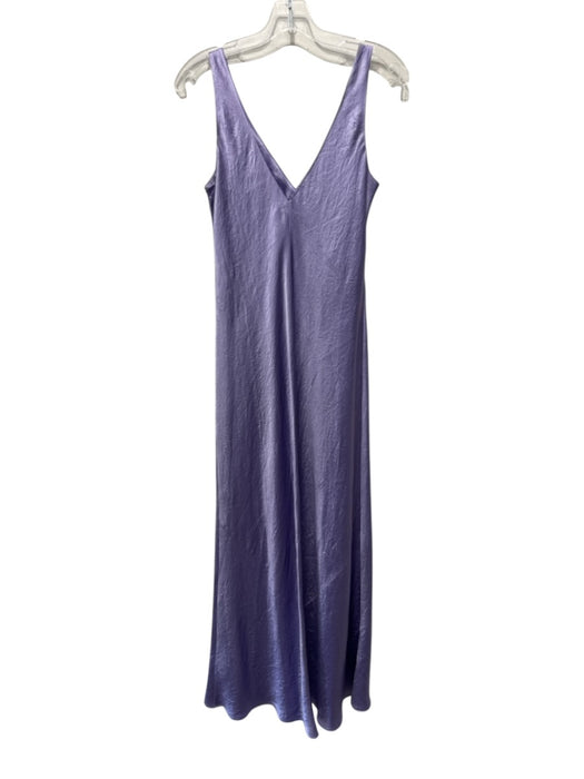 Vince Size M Purple Acetate Satin Sleeveless V Neck A line Dress Purple / M