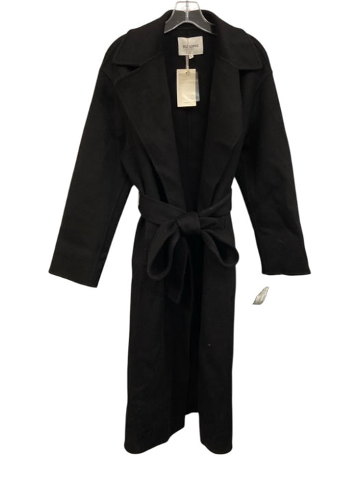 Rue Sophie Size S Black Wool Blend Long Sleeve Open Sash Inc Coat Black / S