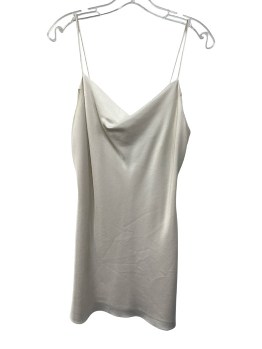 Alice + Olivia Size 12 White Triacetate Blend Satin Spaghetti Strap Dress White / 12