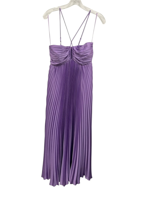 Likely Size 2 Purple Polyester Blend Satin Accordion Pleat Spaghetti Strap Dress Purple / 2
