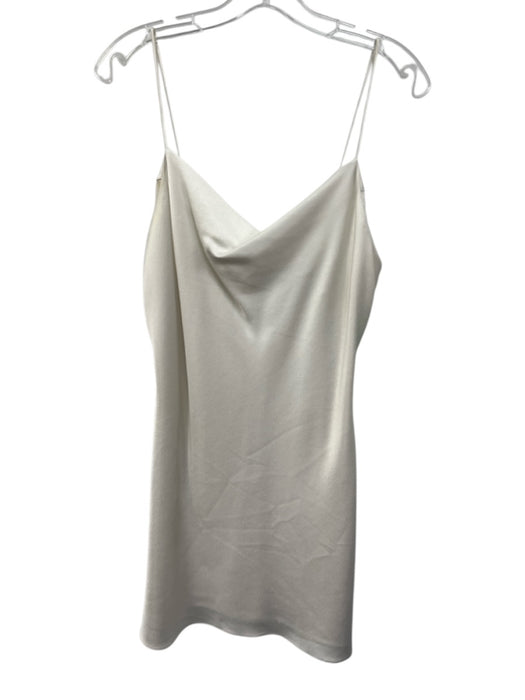 Alice + Olivia Size 12 White Triacetate Blend Satin Spaghetti Strap Dress White / 12