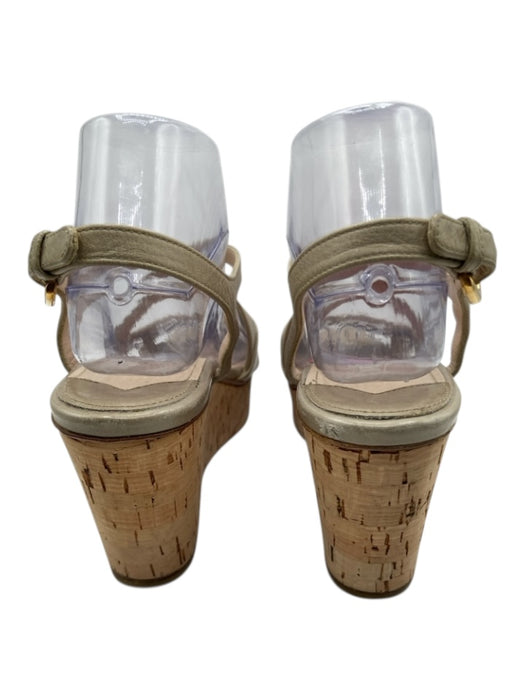 Prada Shoe Size 39.5 Blue & Gold Suede Raffia Square Toe Criss Cross Sandals Blue & Gold / 39.5