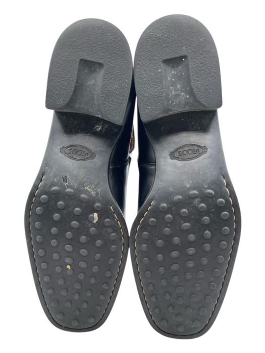 Tod's Shoe Size 38 Black Leather round toe Velcro Strap Silver Buckle Booties Black / 38
